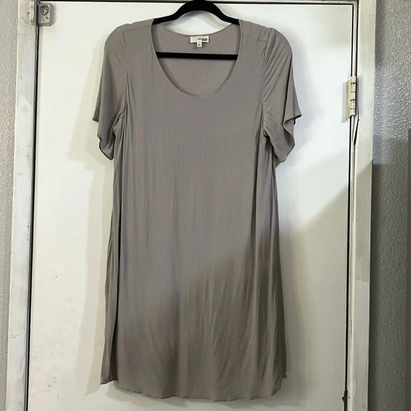 WILFRED FREE by ARITZIA Teigen Mini Shirt Dress in Lune L Taupe Gray Gauzy - Picture 2 of 10